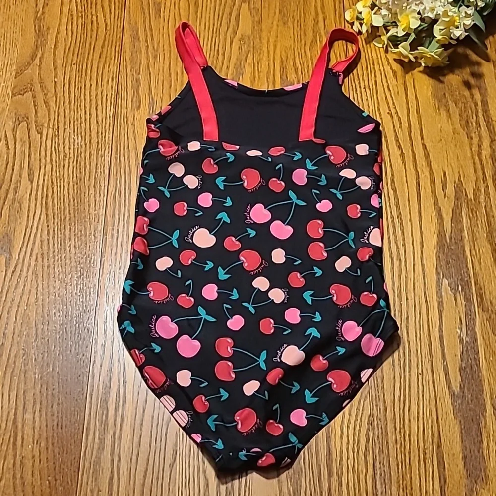 Justice Cherry Print One Piece Swimsuit - Size 12